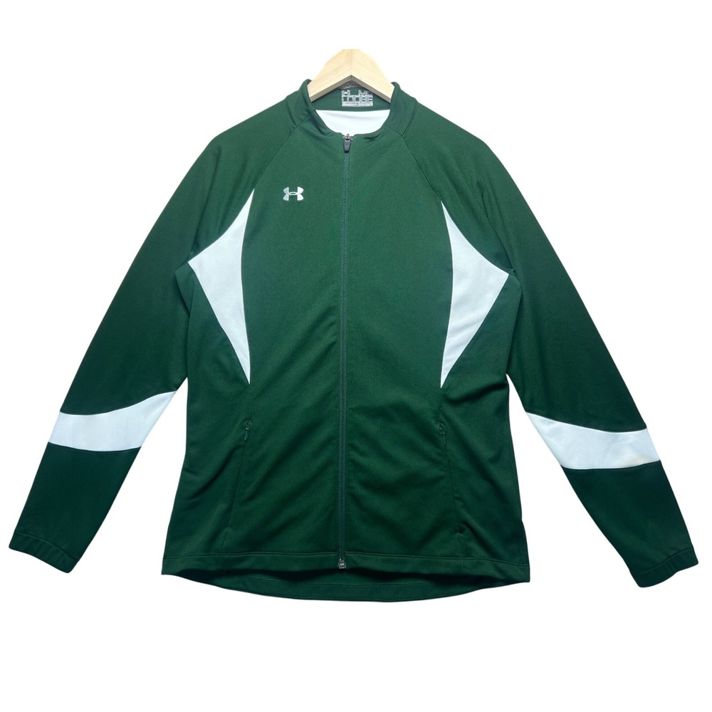 Under Armour Women's Full Zip Green Jacket Athletic Warm Up Loose Fit RETRO
